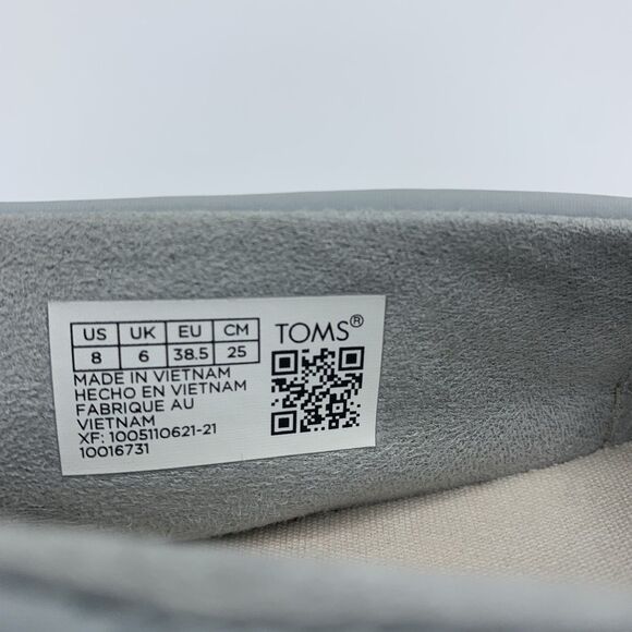 TOMS 10016731 Women's Alpargata Mallow Puff in Mid Grey  Size 8 - Picture 9 of 9
